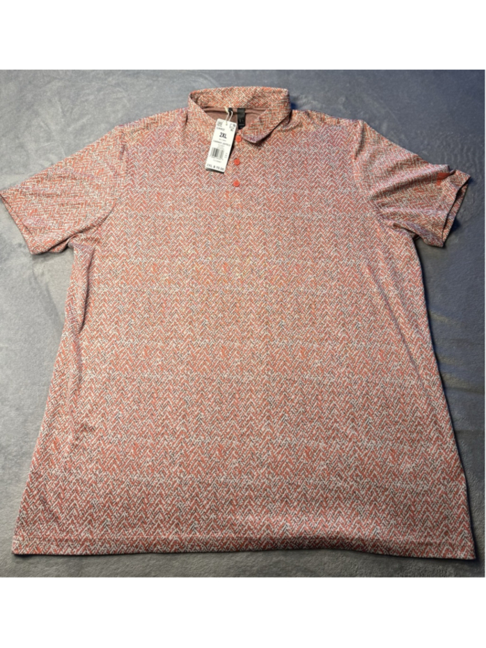 Adidas Men's Golf Polo Short Sleeve Logo on Sleeve Jacquard Print 2xl NWT